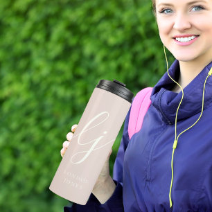 Bouteilles Isothermes Monogramme Moderne Minimaliste Pink Script Calligr