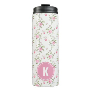 Bouteilles Isothermes Monogramme Motif Fleurs Roses Roses Élégantes
