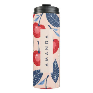 Bouteilles Isothermes Monogramme Motif personnalisé cerise et feuille