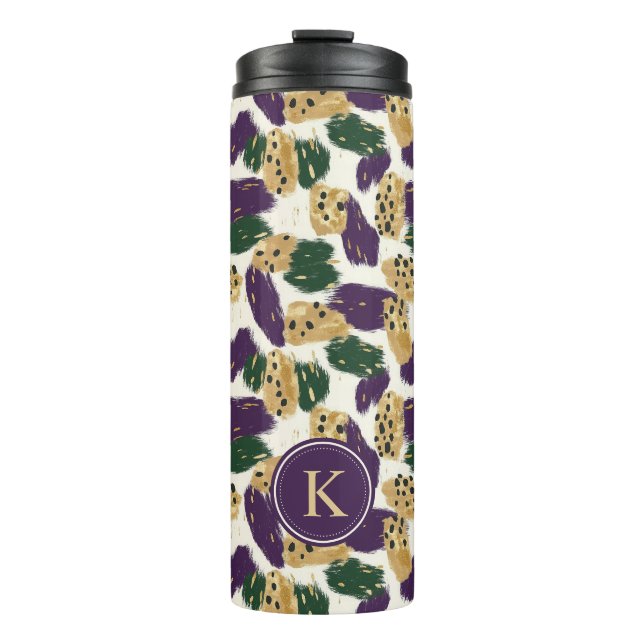 Bouteilles Isothermes Monogramme Motif vert violet or brosses (Devant)