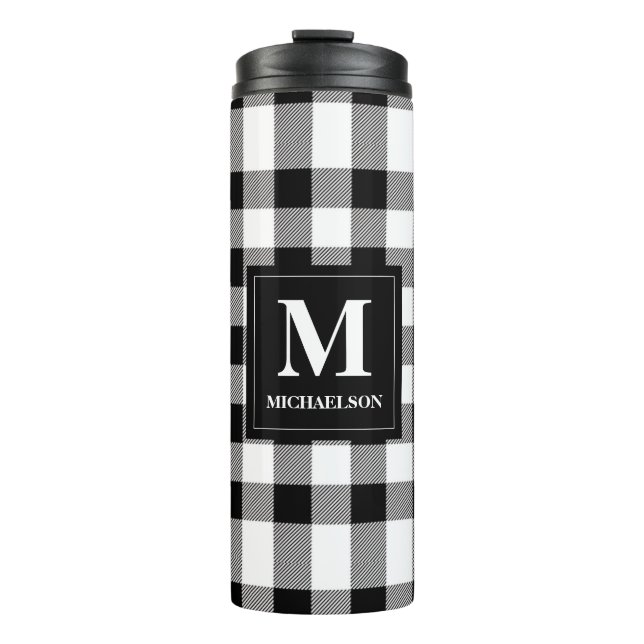 Bouteilles Isothermes Monogramme noir et blanc Plaid de buffle (Devant)