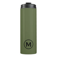 Monogramme noir vert olive minimal Voyage Mug