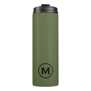 Bouteilles Isothermes Monogramme noir vert olive minimal Voyage Mug