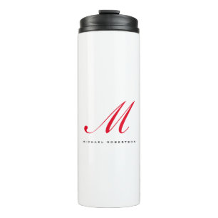 Bouteilles Isothermes Monogramme Nom initial Blanc Rouge Unique Minimali