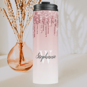 Bouteilles Isothermes Monogramme ombré scintillant avec gouttes de faux 