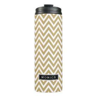 Bouteilles Isothermes Monogramme or et noir Chevron
