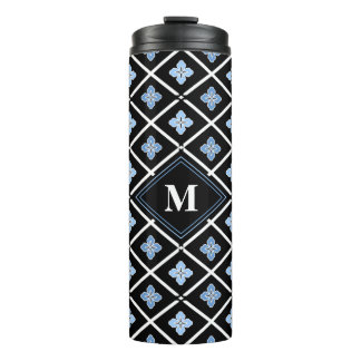 Bouteilles Isothermes Monogramme Oriental Motif Sakura bleu
