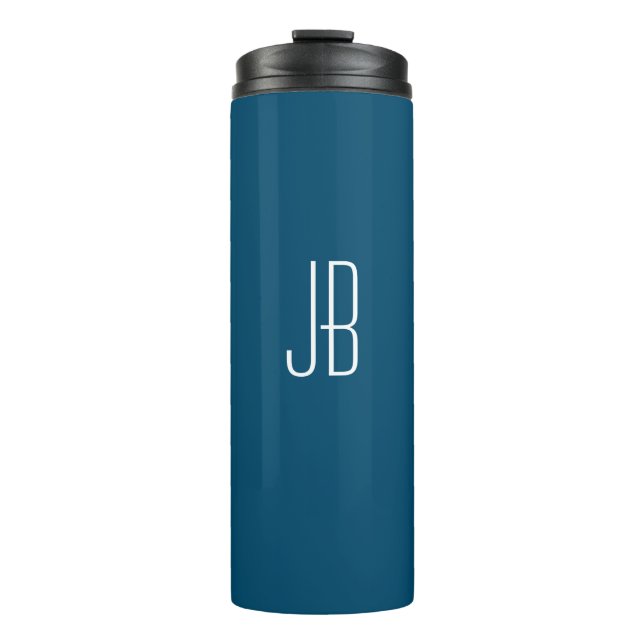 Bouteilles Isothermes Monogramme ou nom blanc simple sur Ocean Blue (Devant)