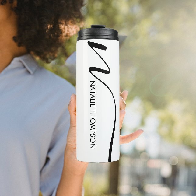Bouteilles Isothermes Monogramme Personnalisé Avec Nom Cool Blanc (Créateur téléchargé)