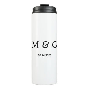 Bouteilles Isothermes Monogramme personnalisé et date personnalisée en b
