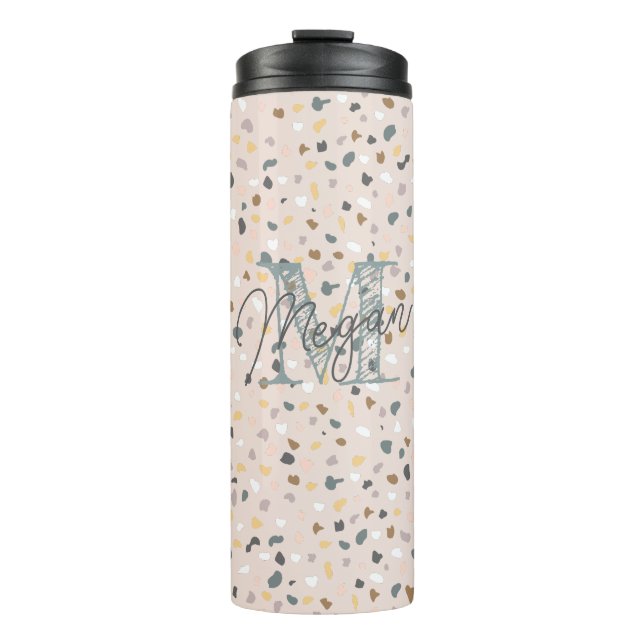 Bouteilles Isothermes Monogramme personnalisé Terrazzo (Devant)