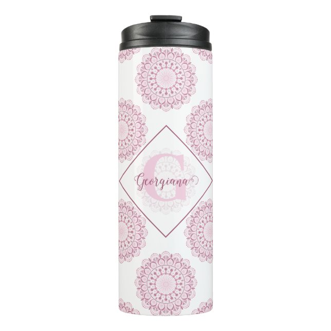 Bouteilles Isothermes Monogramme Pink Confetti Lace Polka Dot Mandala (Devant)