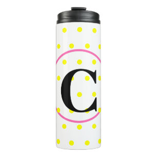 Bouteilles Isothermes Monogramme Pois rose jaune