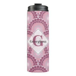 Bouteilles Isothermes Monogramme Radiant Rose Dusky Rose Dot Mandala