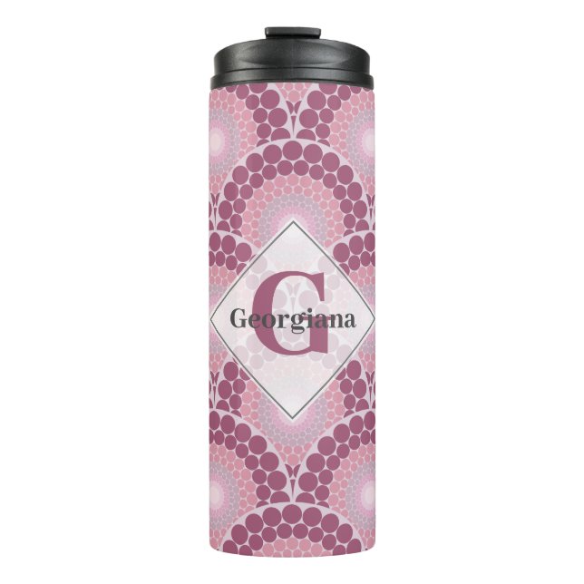 Bouteilles Isothermes Monogramme Radiant Rose Dusky Rose Dot Mandala (Devant)