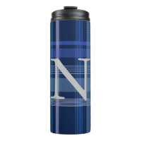 Monogramme rétro mote Tartan Plaid bleu marine