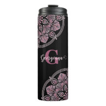 Monogramme Rose Dusky Fronds Floral Dot Mandala