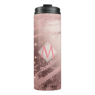 Bouteilles Isothermes Monogramme ROSEGOLD Métallurgie Foil Confetti Look