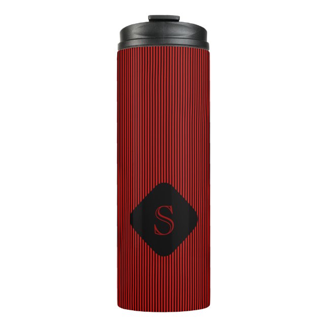 Bouteilles Isothermes Monogramme rouge et noir de fines bandes verticale (Devant)