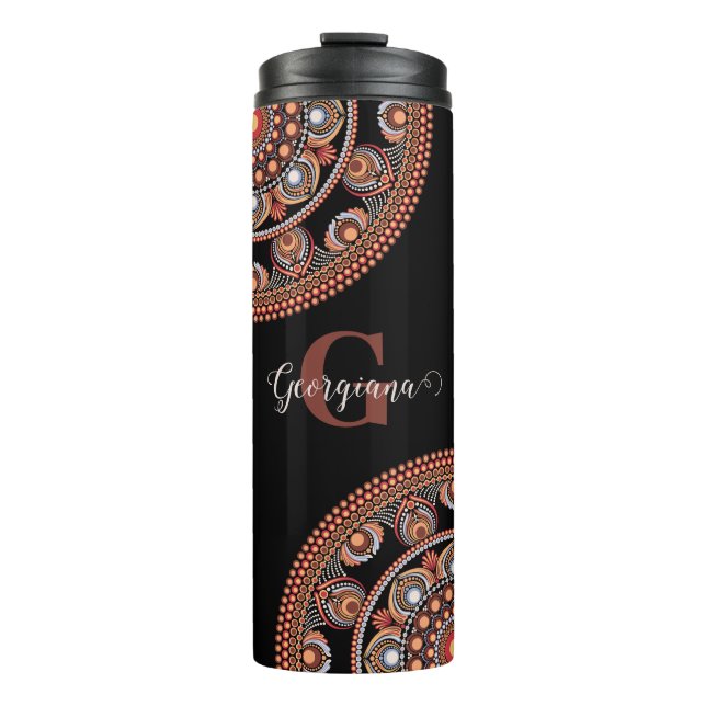 Bouteilles Isothermes Monogramme Safari Sunset Bohemian Dot Mandala (Devant)
