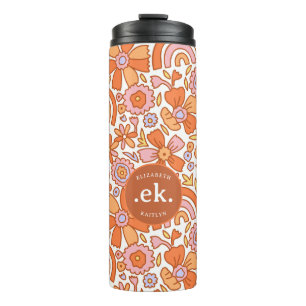 Bouteilles Isothermes Monogramme super Retro Orange Florals