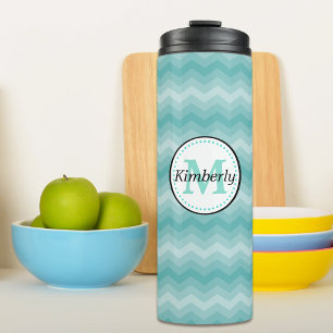 Bouteilles Isothermes Monogramme turquoise Ombre Chevron