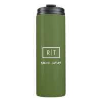 Monogramme vert olive foncé moderne