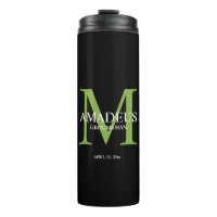 Monogramme vert vif Tumbler thermique nommé