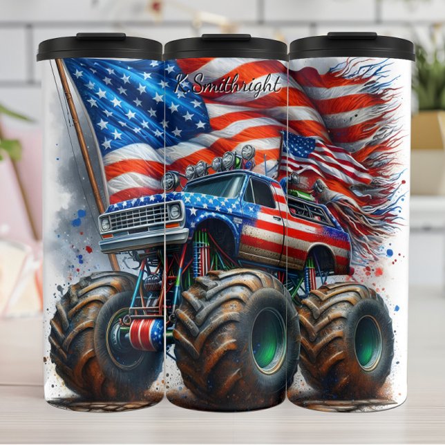 Bouteilles Isothermes Monster Truck American Flag Splash (Créateur téléchargé)
