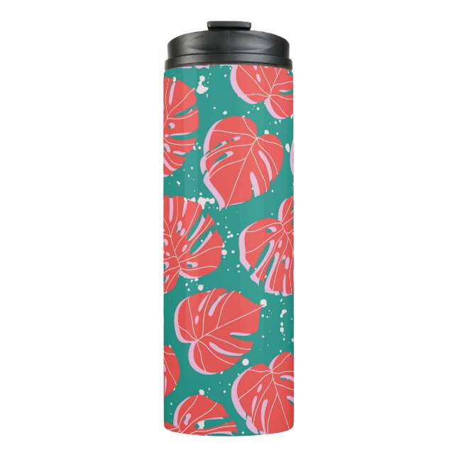 Bouteilles Isothermes Monstère rouge : motif tropical vert (Devant)