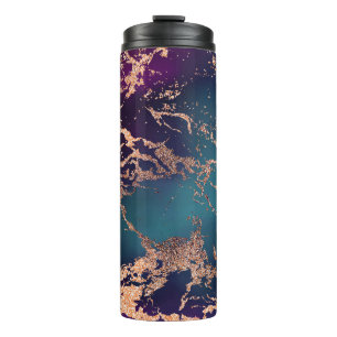 Bouteilles Isothermes Moody Luxe Marble   Profond violet et Turquoise or