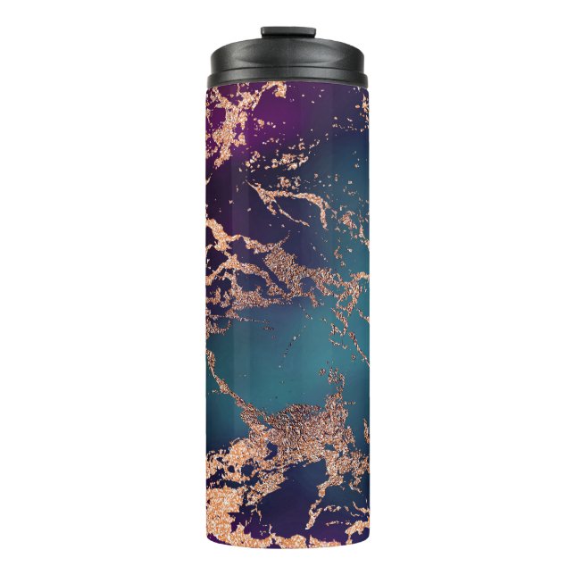 Bouteilles Isothermes Moody Luxe Marble | Profond violet et Turquoise or (Devant)