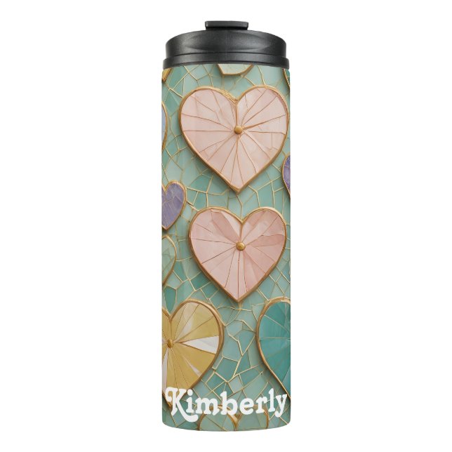 Bouteilles Isothermes Mosaic Love : Coeurs Pastel (Devant)