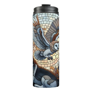 Bouteilles Isothermes Mosaïque de hibou et de loup, art IA de la nature 
