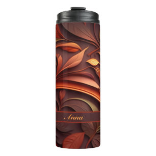 Bouteilles Isothermes Motif 3D de feuilles et de volutes en couleur cuiv