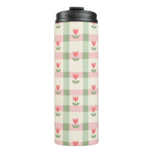 Bouteilles Isothermes Motif à carreaux de tulipe mignon Floral pastel