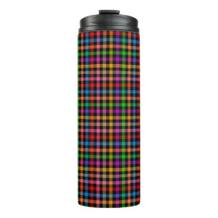 Bouteilles Isothermes Motif à carreaux gingham arc-en-ciel coloré - Noir
