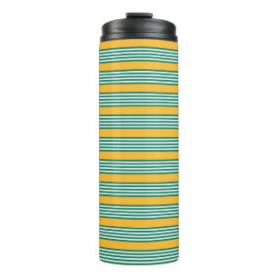 Bouteilles Isothermes Motif à cinq bandes vert et blanc avec jaune