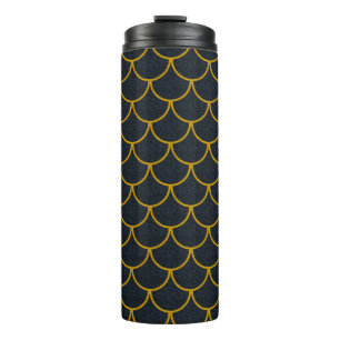 Bouteilles Isothermes Motif à écailles festonnées noir et or