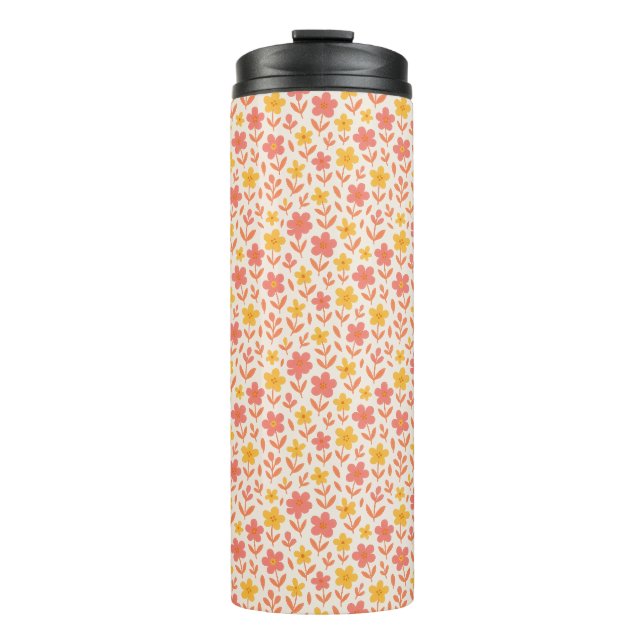 Bouteilles Isothermes Motif à fleurs rose et jaune (Devant)