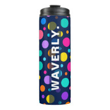 Motif à pois colorés sur nom personnalisé marine