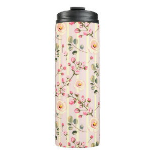 Bouteilles Isothermes Motif à rayures florales rose pâle