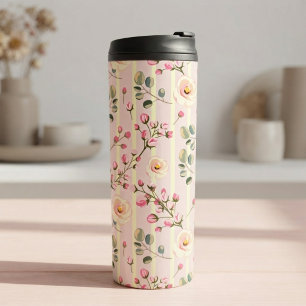 Bouteilles Isothermes Motif à rayures florales rose pâle