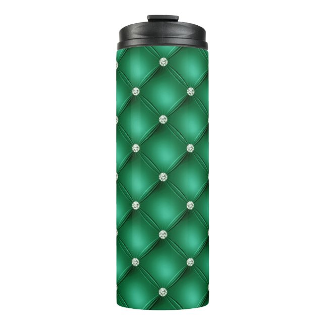 Bouteilles Isothermes Motif à touffes en diamant vert de luxe (Devant)