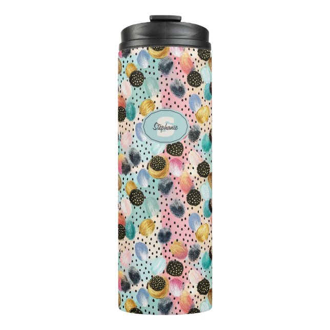 Bouteilles Isothermes Motif Abstrait brosse et Pointe Polka (Devant)