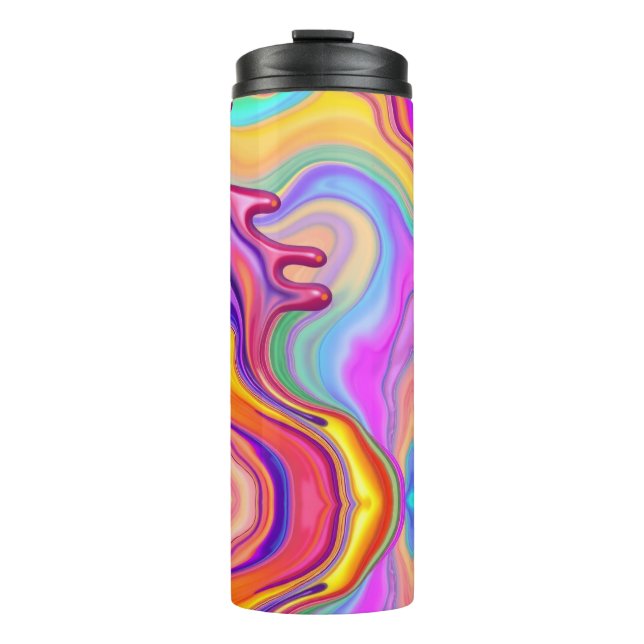 Bouteilles Isothermes Motif Abstrait de Marbre Liquide Vibrant (Devant)