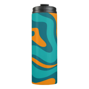 Bouteilles Isothermes Motif Abstrait Turquoise Orange Liquide Swirl Retr