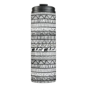 Bouteilles Isothermes Motif africain tribal noir blanc