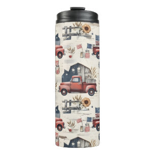 Bouteilles Isothermes Motif Américain de Maison de Ferme pour le 4 Juill
