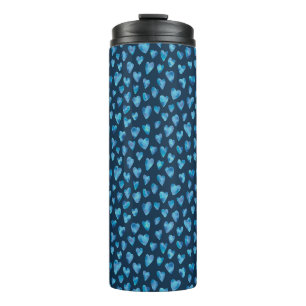 Bouteilles Isothermes Motif aquarelle Cœurs bleus
